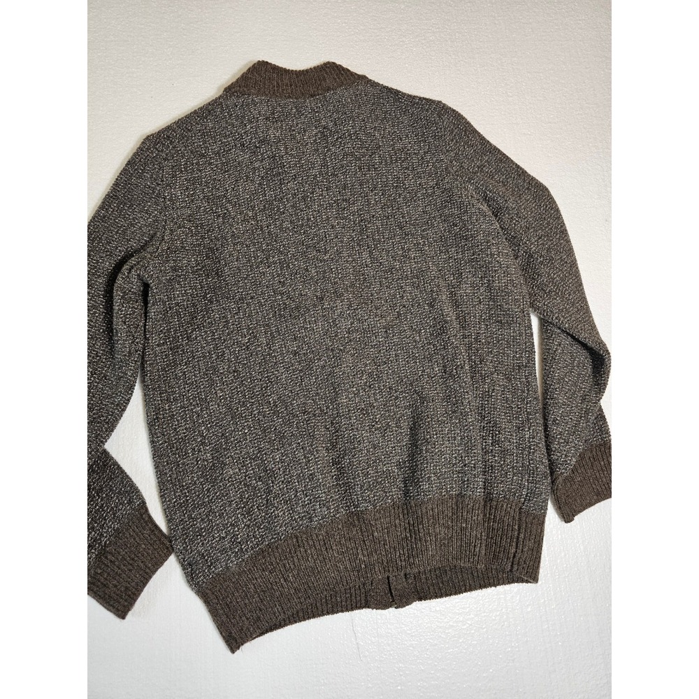 Joseph Abboud Mens Wool Blend Full Zip Sweater Jacket Brown Marled Mock Neck L - Picture 2 of 8